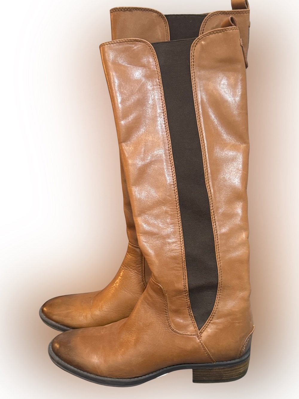 Sam Edelman Paradox Leather Ridinh Boots with Dark Elastic Panels